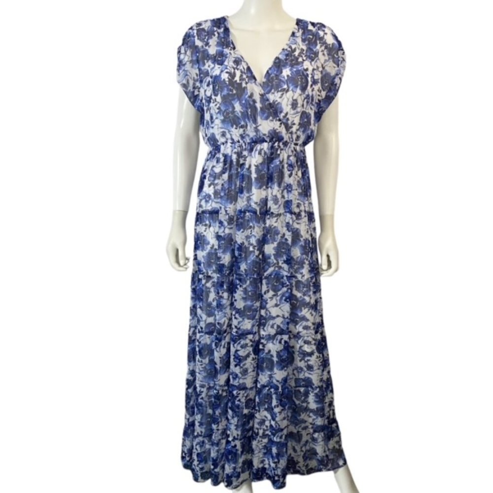 Torrid Blue and White Floral Maxi Dress 1X